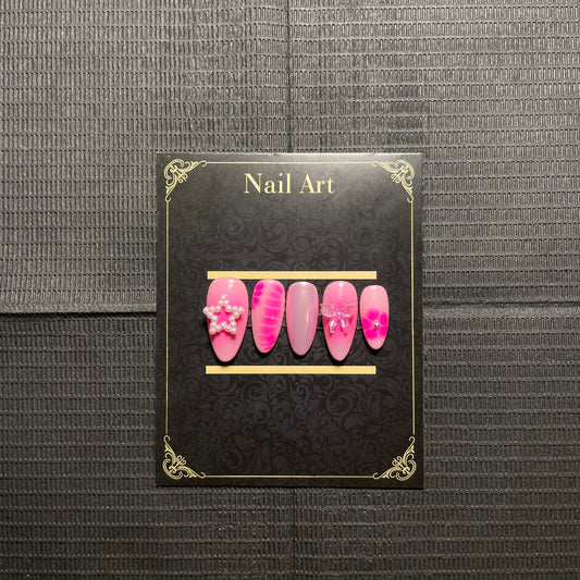 Faux ongles Starlight reflets scintillants étoiles glamour nocturne C'Sha Nails