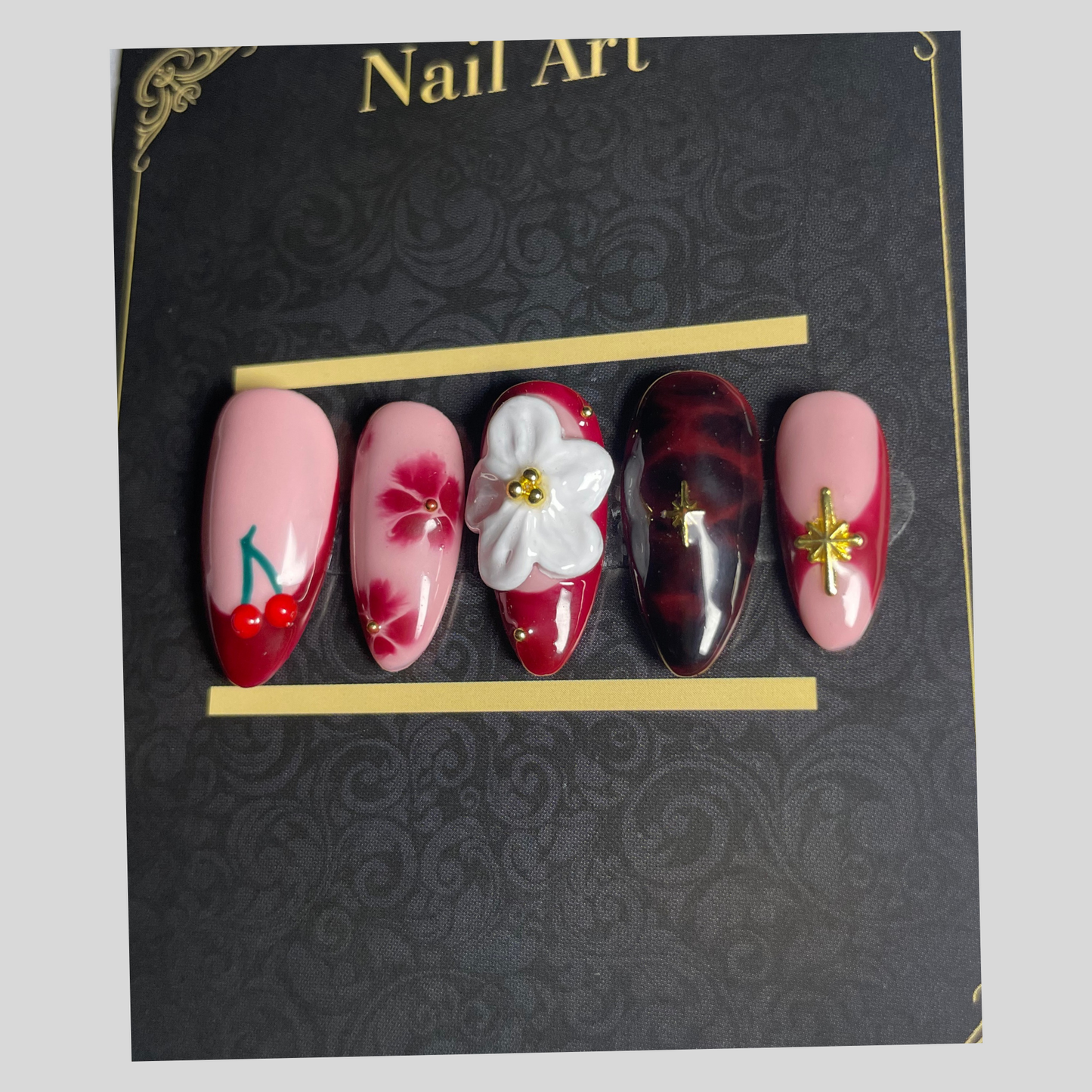 False nails Bella Verona rose romantique inspiration italienne C'Sha Nails