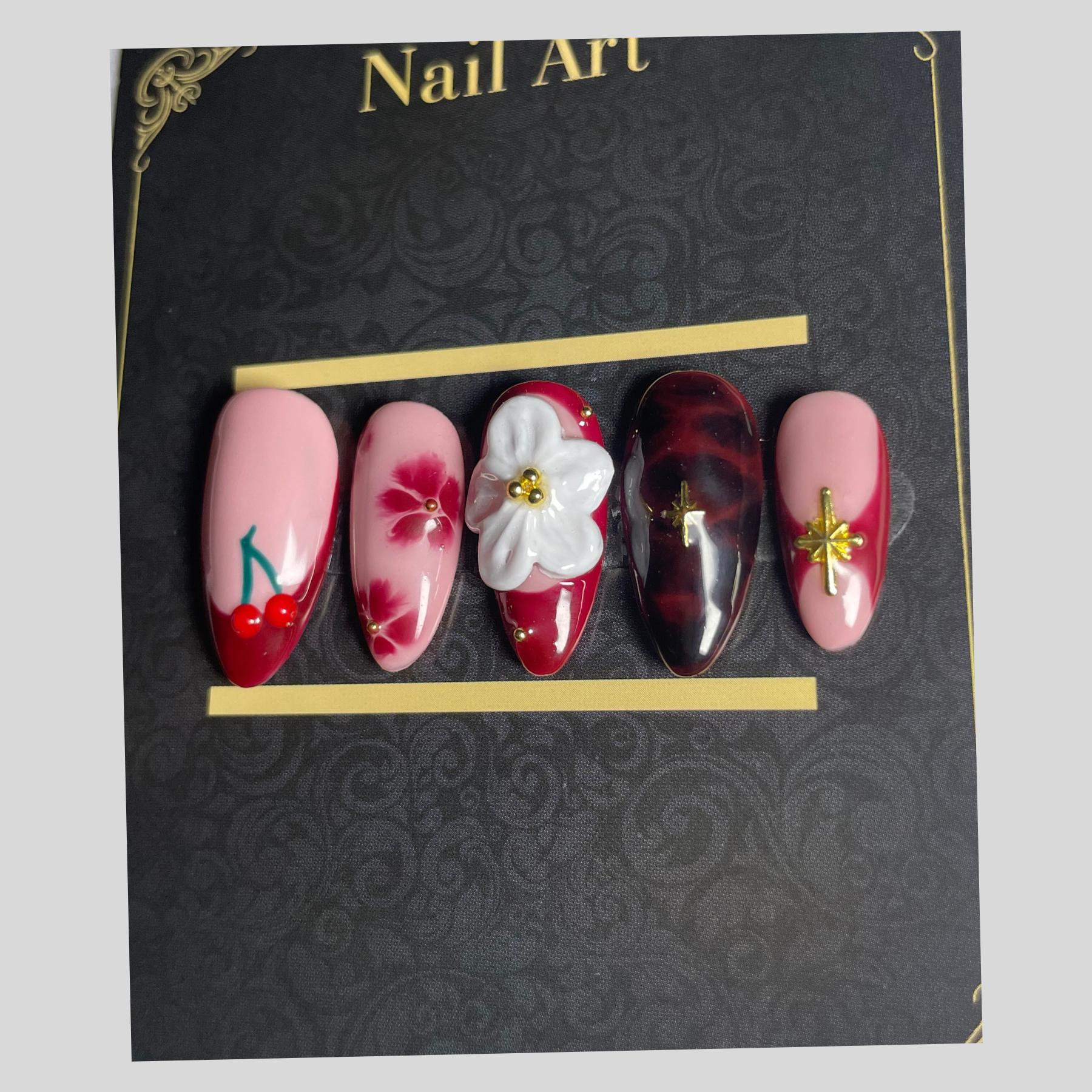 False nails Bella Verona rose romantique inspiration italienne C'Sha Nails
