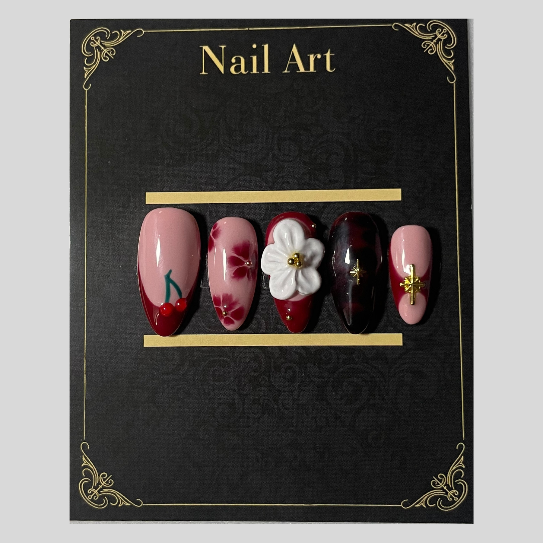 Press-on nails Bella Verona rose romantique inspiration italienne C'Sha Nails