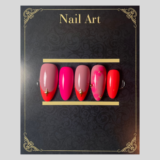 Press-on nails Havana Heat rouge chaleureux inspiration cubaine C'Sha Nails