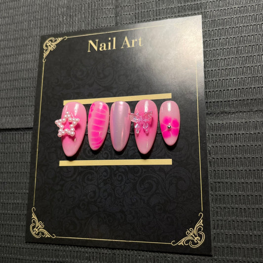 Press-on nails Starlight reflets scintillants étoiles glamour nocturne C'Sha Nails